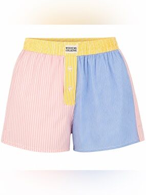ASOS Colorblock Striped Boxer Shorts in Pink, Blue & Yellow